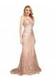 Rose Gold V-Neck Sleeveless V-Back Mermaid Formal Plus Size Evening Gown / Prom Dress / Bridesmaid Dress Windon