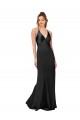 Black V-Neck Sleeveless Open Back Sheath Black Tie Evening Gown / Prom Dress / Bridesmaid Dress Windon