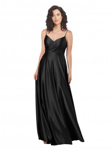 Black V-Neck Sleeveless Low Back A-Line Formal Dress / Bridesmaid Dress Windon