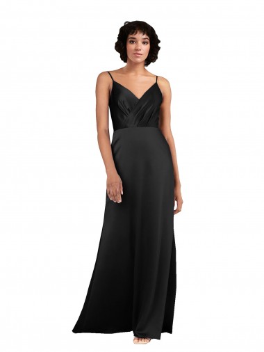 Black V-Neck Sleeveless Column Formal Evening Gown / Prom Dress / Bridesmaid Dress Windon