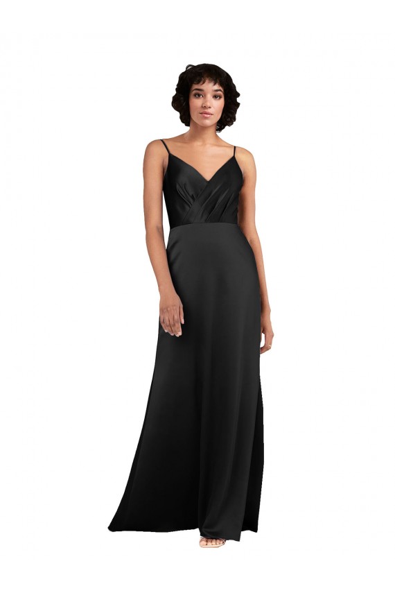Black V-Neck Sleeveless Column Formal Evening Gown / Prom Dress / Bridesmaid Dress Windon