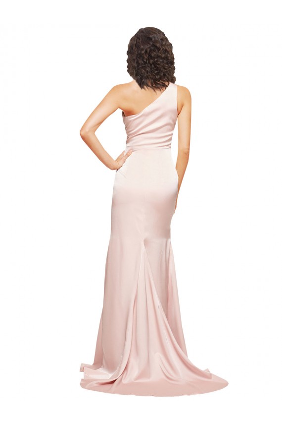 Pink One Shoulder Sleeveless Sheath Black Tie Evening Dress / Prom Dress / Bridesmaid Dress Windon