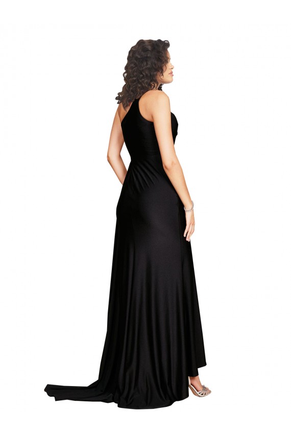Black One Shoulder Sleeveless A-Line Black Tie Evening Gown / Prom Dress / Bridesmaid Dress Windon