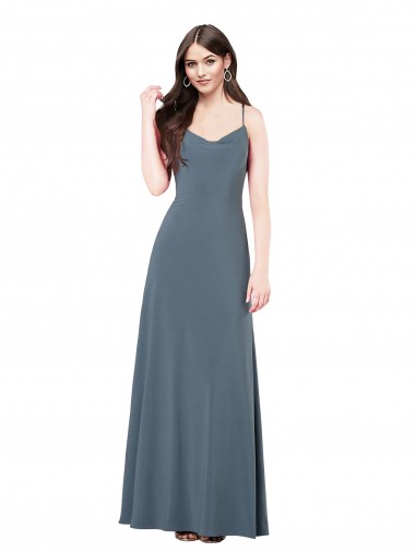 Slate Grey V-Neck Sleeveless Low Back A-Line Prom Dress / Bridesmaid Dress Windon
