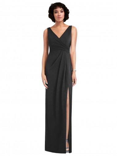Black V-Neck Sleeveless V-Back Sheath Formal Evening Gown / Prom Dress / Bridesmaid Dress Windon