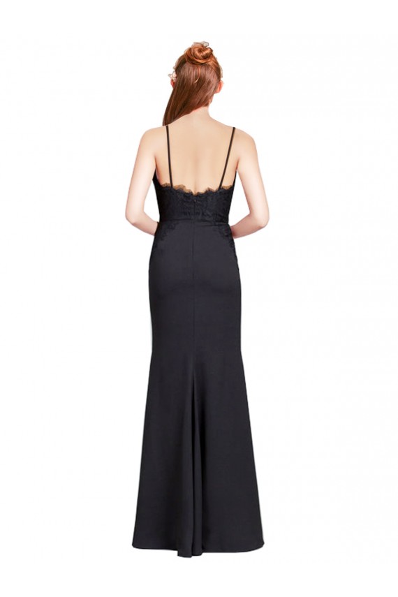 Black V-Neck Sleeveless Low Back Mermaid Prom Dress / Bridesmaid Dress Windon