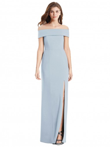 Light Sky Blue Off the Shoulder Sleeveless Trumpet Formal Dress / Bridesmaid Dress Windon