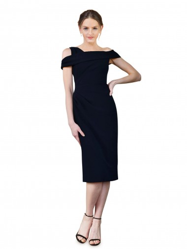 Dark Navy Off the Shoulder Sleeveless Stretch Crepe Mermaid Formal Evening Gown / Prom Dress / Bridesmaid Dress Windon