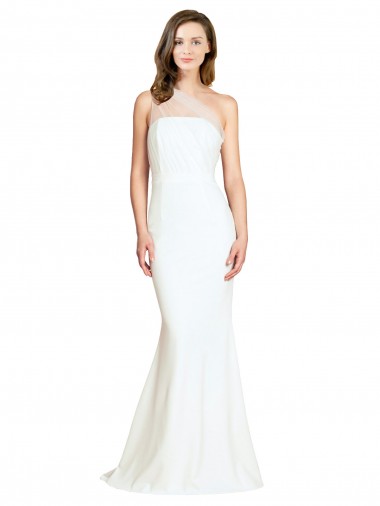 Ivory One Shoulder Sleeveless Mermaid Formal Evening Gown / Bridesmaid Dress Windon