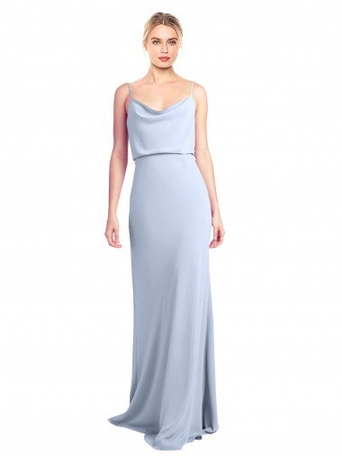 Light Sky Blue High Neck Sleeveless V-Back Sheath Formal Dress / Bridesmaid Dress Windon