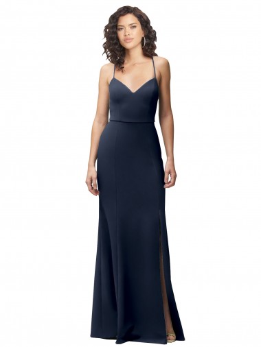 Dark Navy High Neck Sleeveless Open Back Sheath Formal Evening Gown / Prom Dress / Bridesmaid Dress Windon