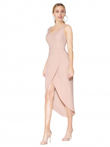 Mauve High Neck Sleeveless V-Back Mermaid High Low Evening Gown / Prom Dress / Bridesmaid Dress Windon