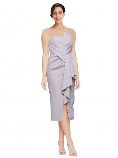 Arctic Lilac Strapless Sleeveless Low Back Sheath High Low Evening Gown / Prom Dress / Bridesmaid Dress Windon