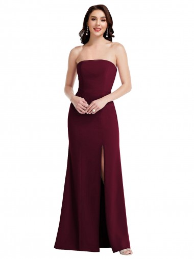 Burgundy Gold Strapless Sleeveless Trumpet Semi Formal Evening Dress / Prom Dress / Bridesmaid Dress Windon