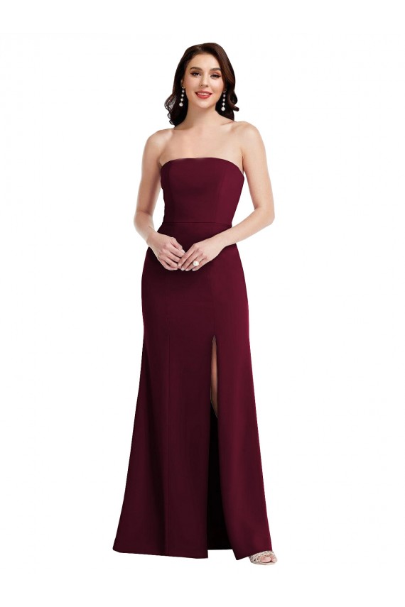 Burgundy Gold Strapless Sleeveless Trumpet Semi Formal Evening Dress / Prom Dress / Bridesmaid Dress Windon