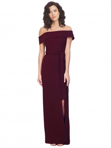 Burgundy Gold Square Neck Sleeveless Low Back Sheath Formal Evening Gown / Prom Dress / Bridesmaid Dress Windon