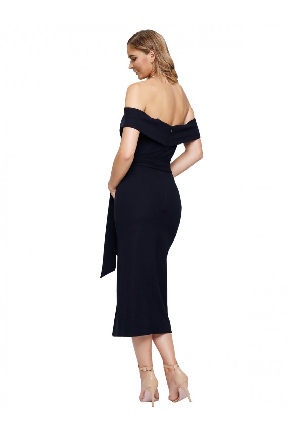 Black Square Neck Sleeveless Low Back Stretch Crepe Sheath Formal Evening Gown / Prom Dress / Bridesmaid Dress Windon