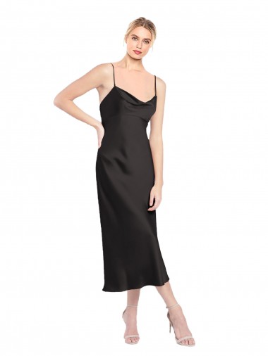 Black Cowl Neck Sleeveless Low Back A-Line Formal Evening Gown / Prom Dress / Bridesmaid Dress Windon