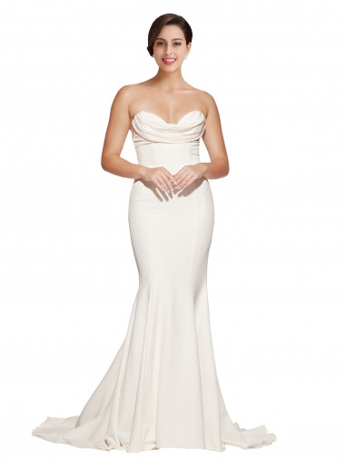 Ivory Strapless Sleeveless Low Back Mermaid Formal Evening Gown / Prom Dress / Bridesmaid Dress Windon