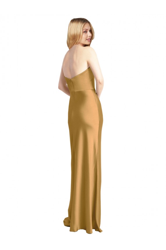 Gold Strapless Sleeveless A-Line Formal Evening Gown / Prom Dress / Bridesmaid Dress Windon
