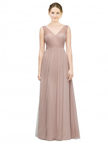 Blush V-Neck Sleeveless A-Line Bridesmaid Dress Windon