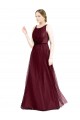 Burgundy Boat Neck Sleeveless Keyhole Back A-Line Semi Formal Evening Dress / Bridesmaid Dress Windon