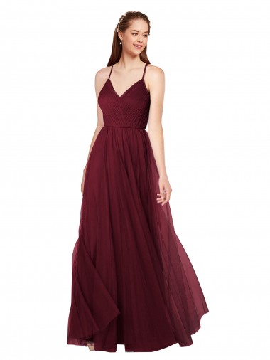 Burgundy Sweetheart Sleeveless Keyhole Back A-Line Bridesmaid Dress Windon