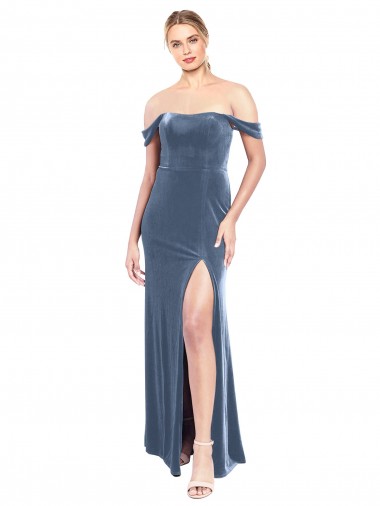 Dusty Blue Strapless Sleeveless A-Line Prom Dress / Bridesmaid Dress Windon