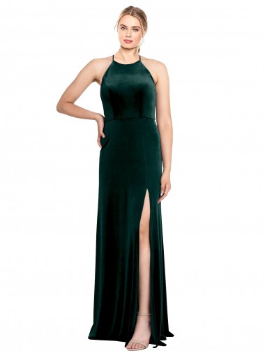 Dark Green Jewel Neck Sleeveless Keyhole Back A-Line Prom Dress / Bridesmaid Dress Windon