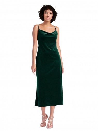 Dark Green Cowl Neck Sleeveless Open Back Sheath Black Tie Evening Gown / Prom Dress / Bridesmaid Dress Windon