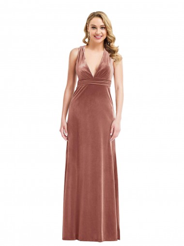 Cinnamon Rose V-Neck Sleeveless Open Back A-Line Bridesmaid Dress / Evening Dress Windon