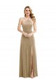 Champagne High Neck Sleeveless Open Back A-Line Semi Formal Evening Dress / Prom Dress / Bridesmaid Dress Windon