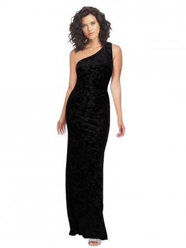 Black One Shoulder Sleeveless Sheath Bridesmaid Dresses Windon