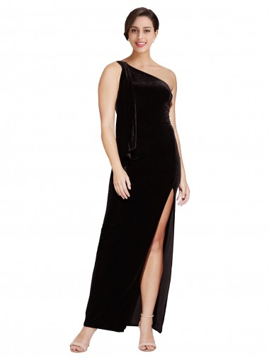 Black One Shoulder Sleeveless Sheath Formal Evening Gown / Prom Dress / Bridesmaid Dress Windon