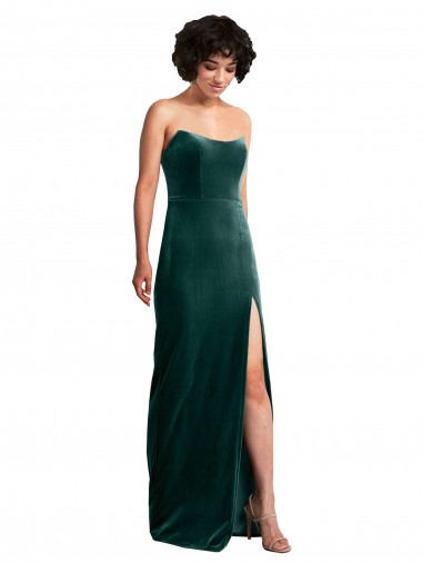 Dark Green Strapless Sleeveless Low Back Sheath Black Tie Evening Gown / Prom Dress / Bridesmaid Dress Windon